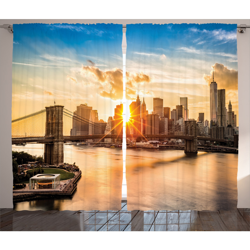 Cityscape of Brooklyn Curtain
