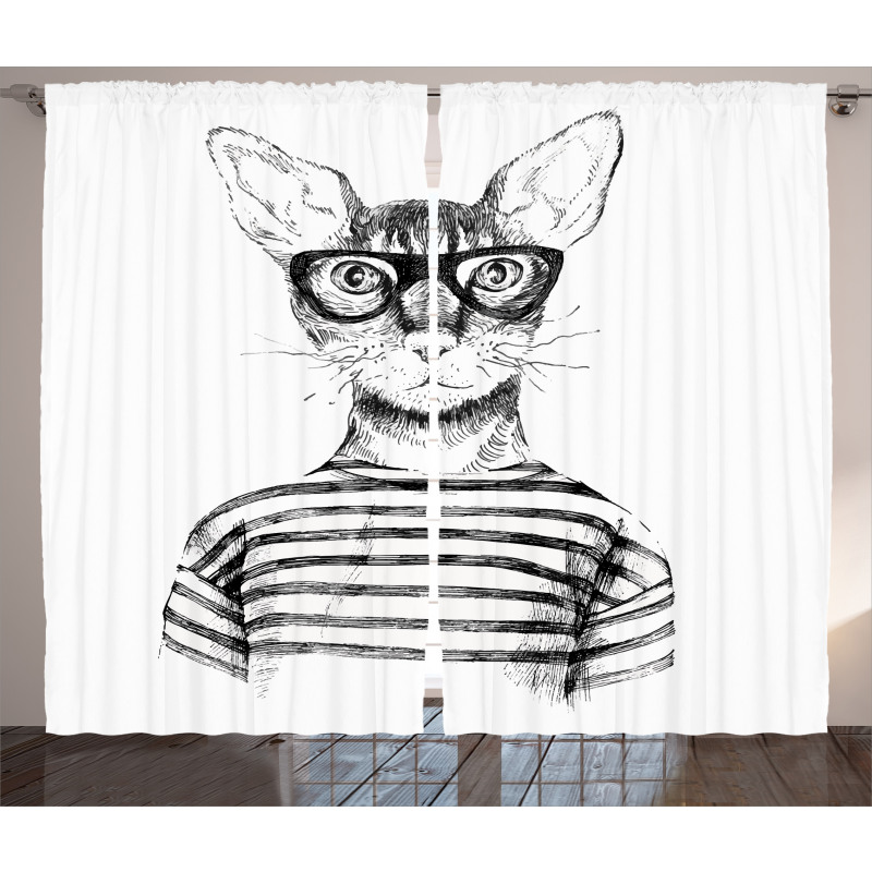 Hipster New Age Cat Curtain