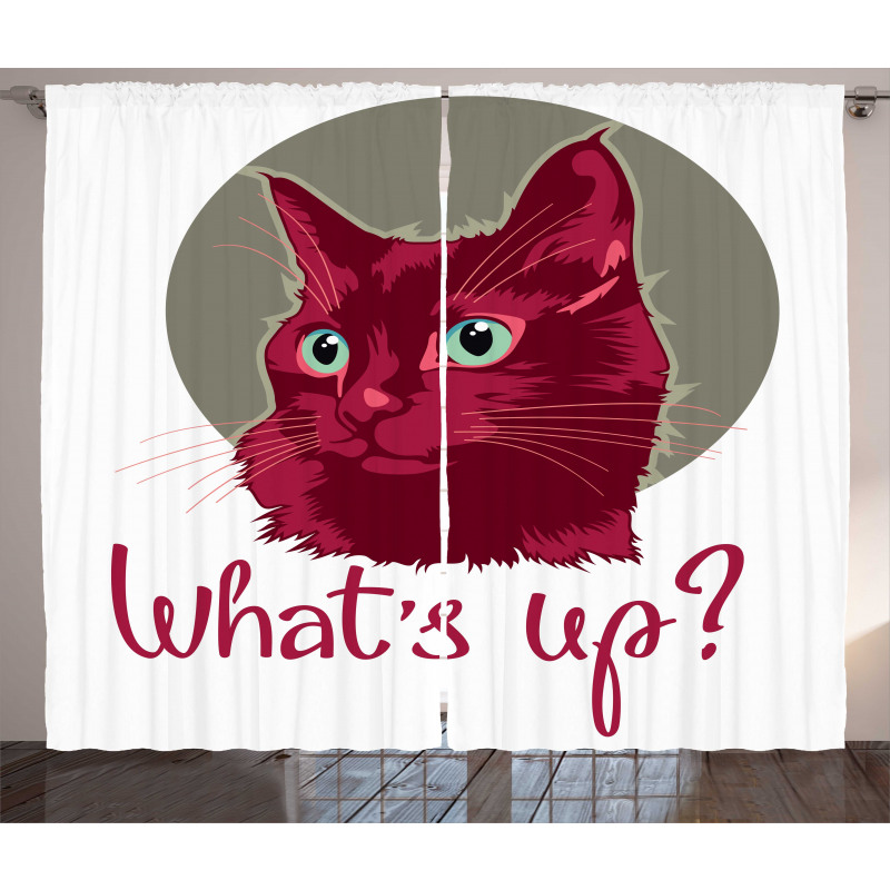 Love Words Cat Kitten Curtain