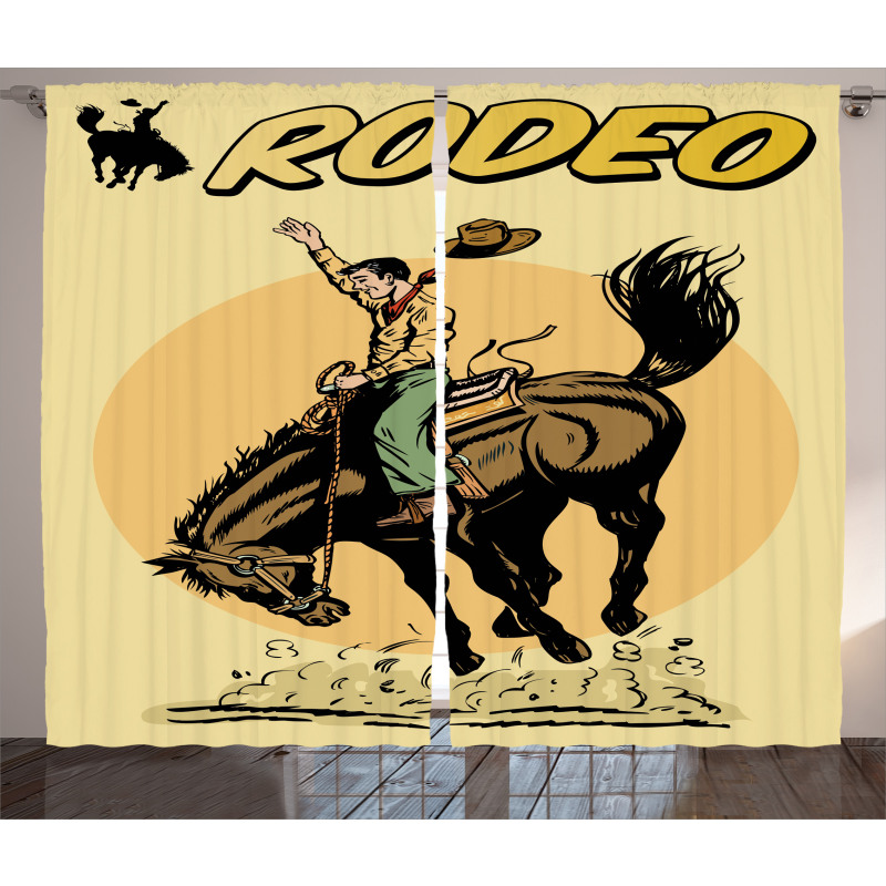 Wild Horse Rodeo Cowboy Curtain