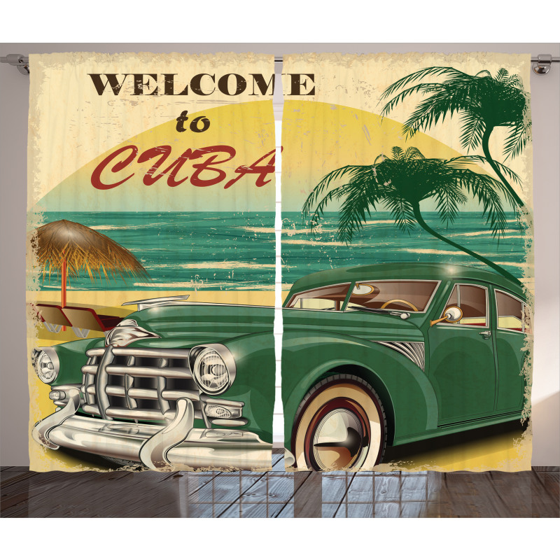 Cuba Beach Ocean Palm Curtain