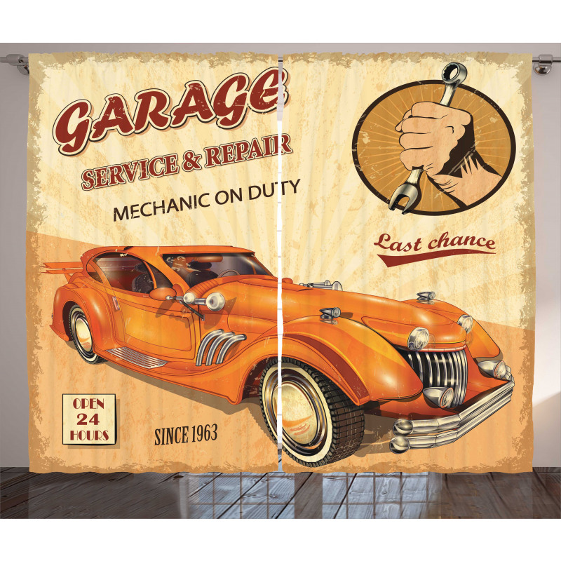 Engine and Mechanic Sign Curtain