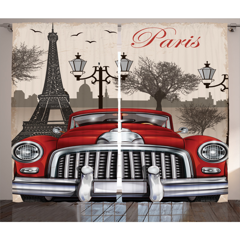 Parisian City Scenery Curtain