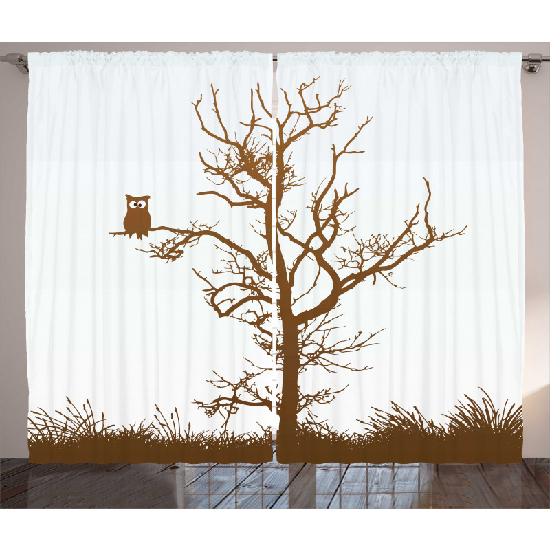 Owl Autumn Tree Branch Curtain