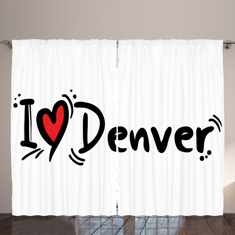 Şehir Perde I Love Temalı Denver Kenti Grafik Tasarımı