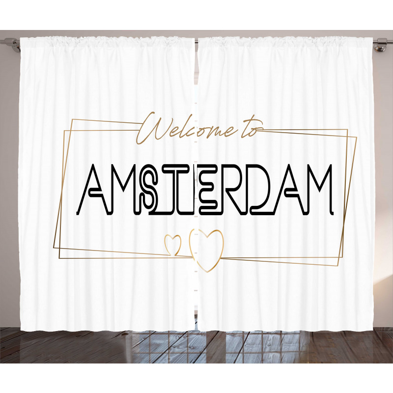 Minimal Perde Modern ve Sade Welcome to Amsterdam Yazısı