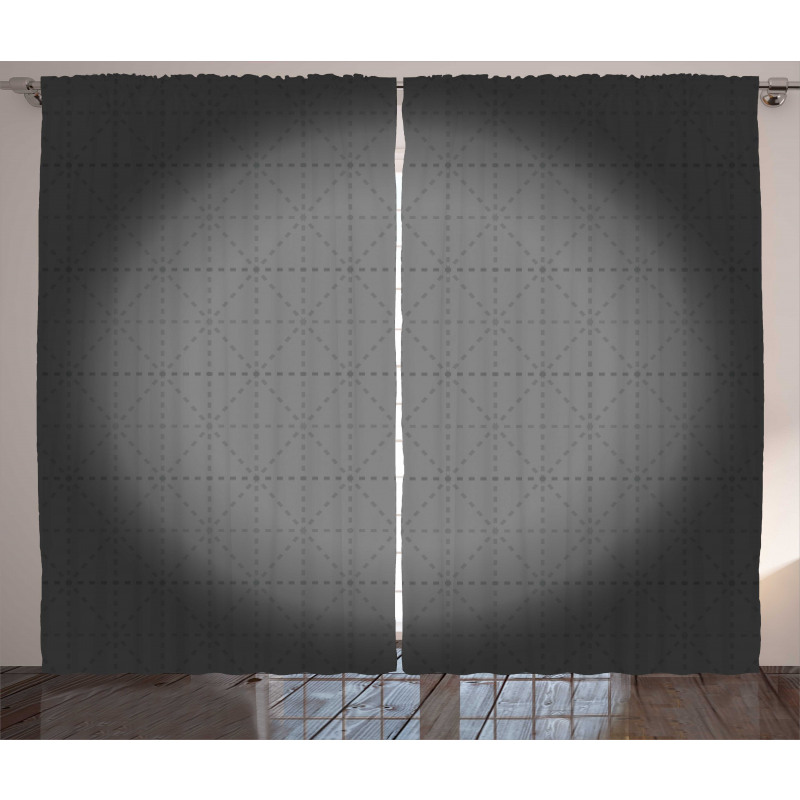Geometrik Perde Dörtgen Şekilli Yuvarlak Gölge Tasarımı