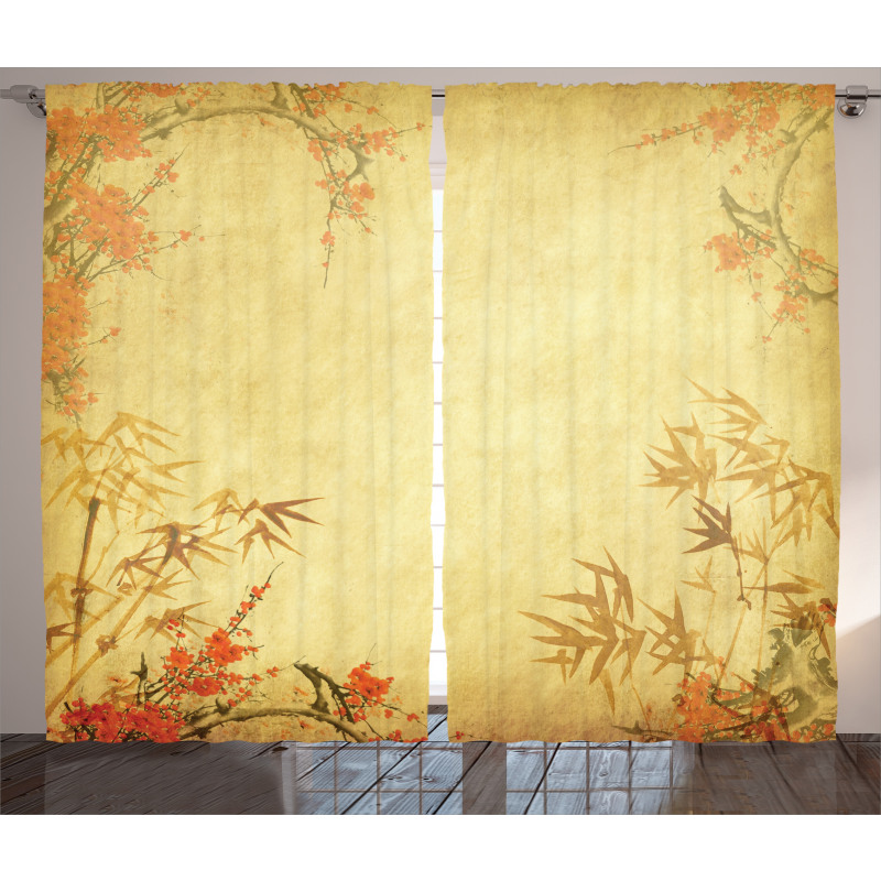 Bamboo Stems and Blooms Curtain