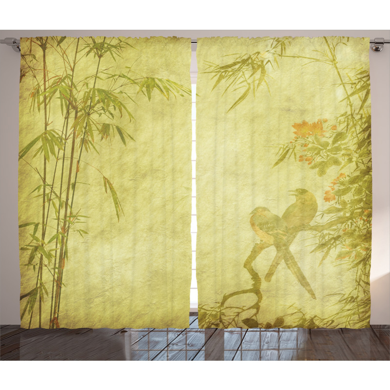 Branch and Bamboo Stems Curtain