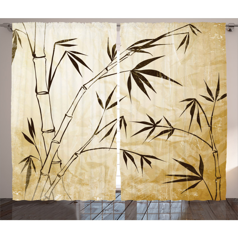 Gradient Bamboo Leaves Curtain