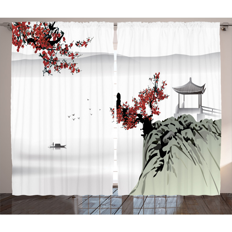 Cherry Blossoms and Boat Curtain