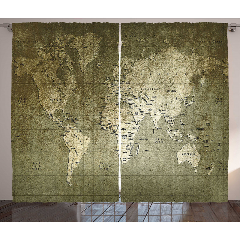 Nostalgic World Map Curtain