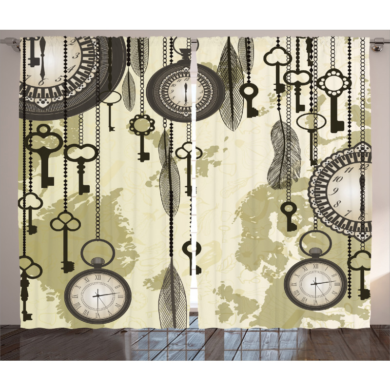 Green Old 20s Design Curtain