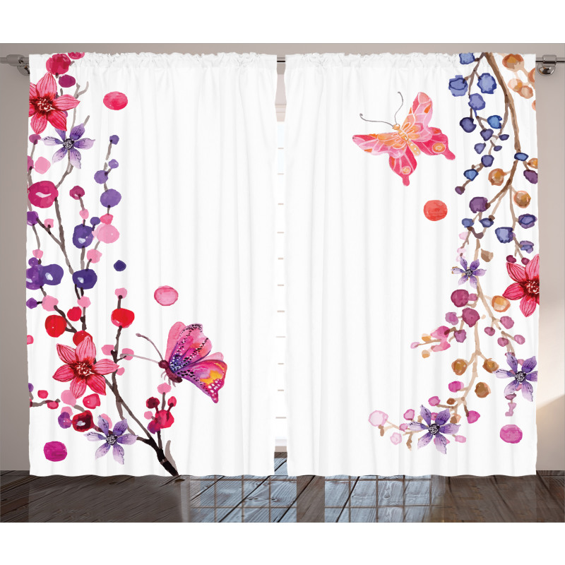 Floral Art and Butterfly Curtain