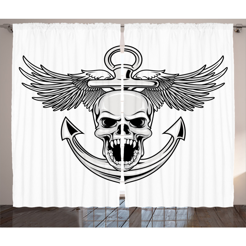 Skull Anchor Eagle Curtain