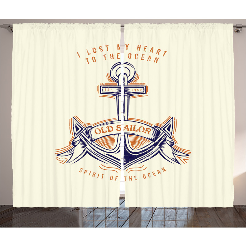 Vintage Style Anchor Sign Curtain