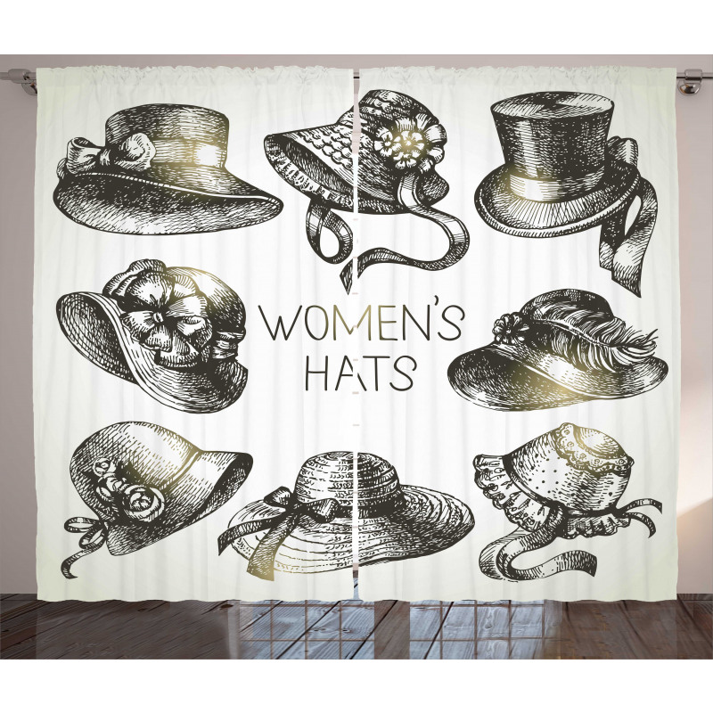Vintage Woman Hats Curtain