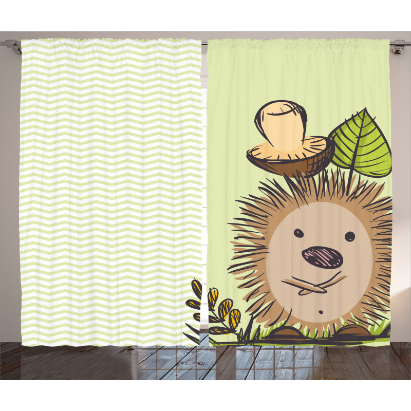 Hedgehog Chevron Curtain