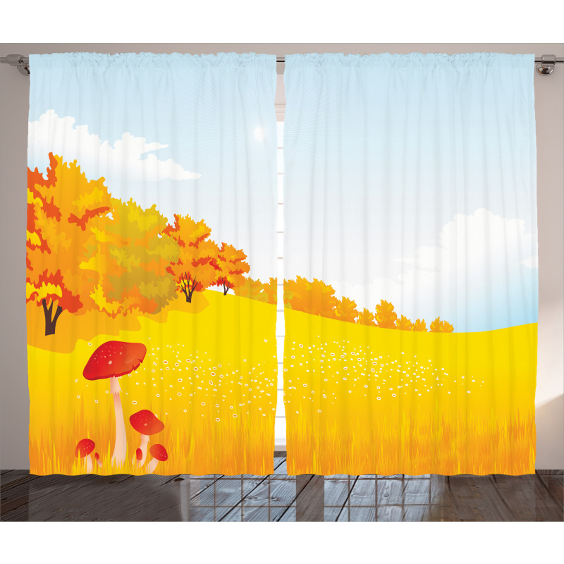 Fall Landscape Meadow Curtain