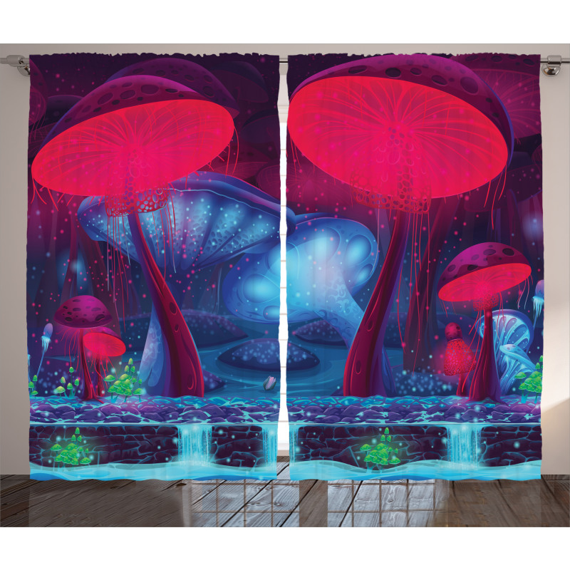 Mushrooms Vibrant Colors Curtain