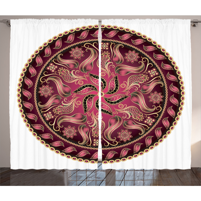 Red Mandala Pattern Curtain