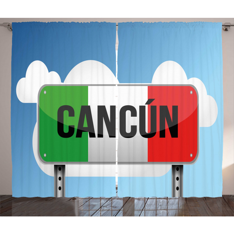 Cancun Perde Gün Esnasında Tabela Bulutlar Grafik Tasarım