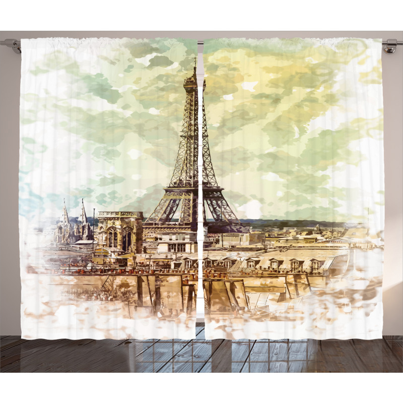 Eiffel Tower Skyline Curtain