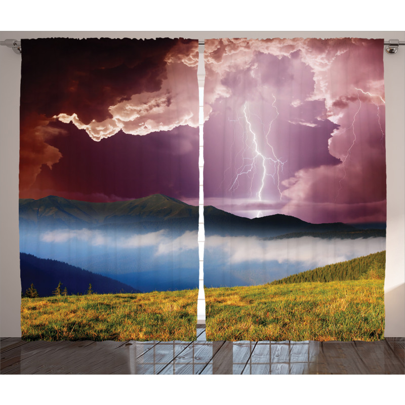 Earth Storm Rays Rural Curtain
