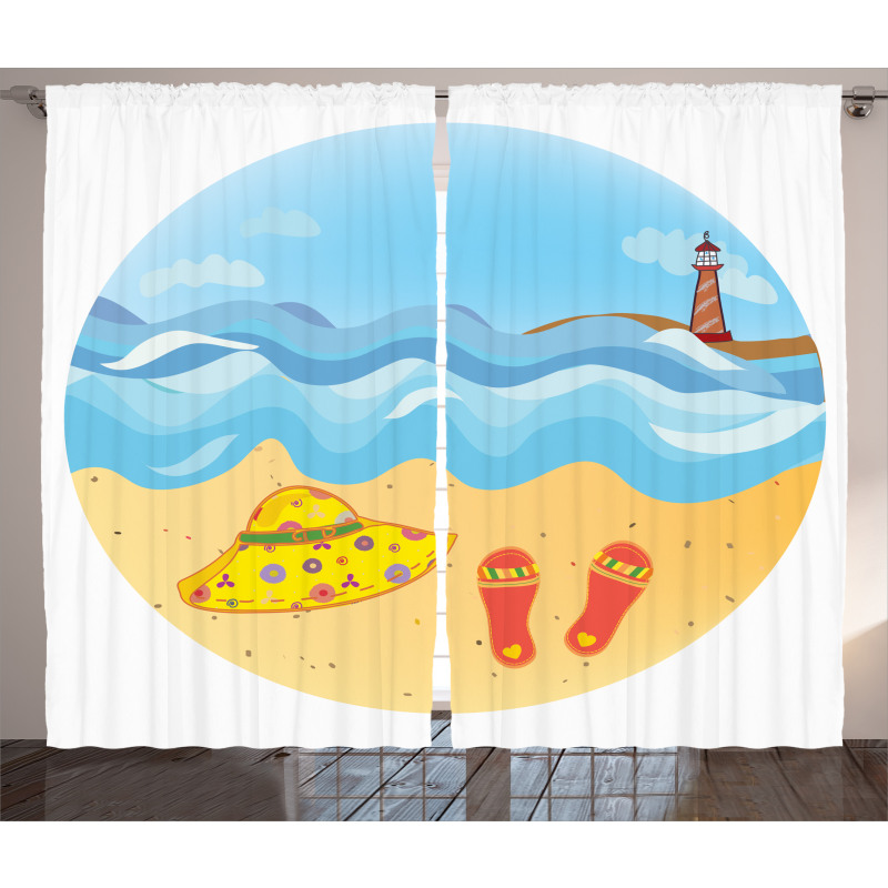 Minimal Doodle Ocean Curtain