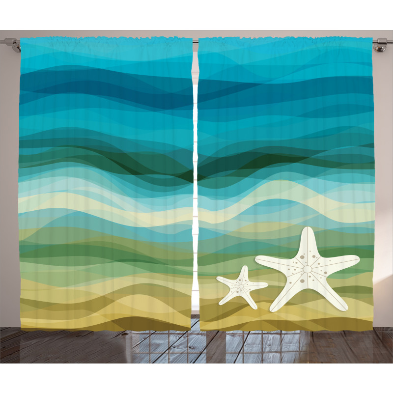 Modern Waves Starfish Curtain