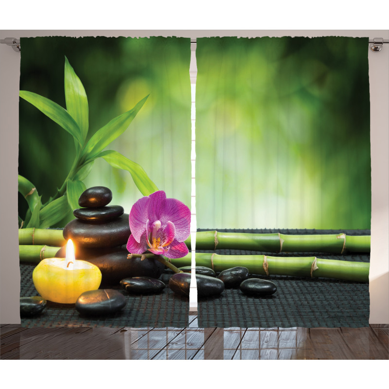 Orchid Bamboo Stems Curtain