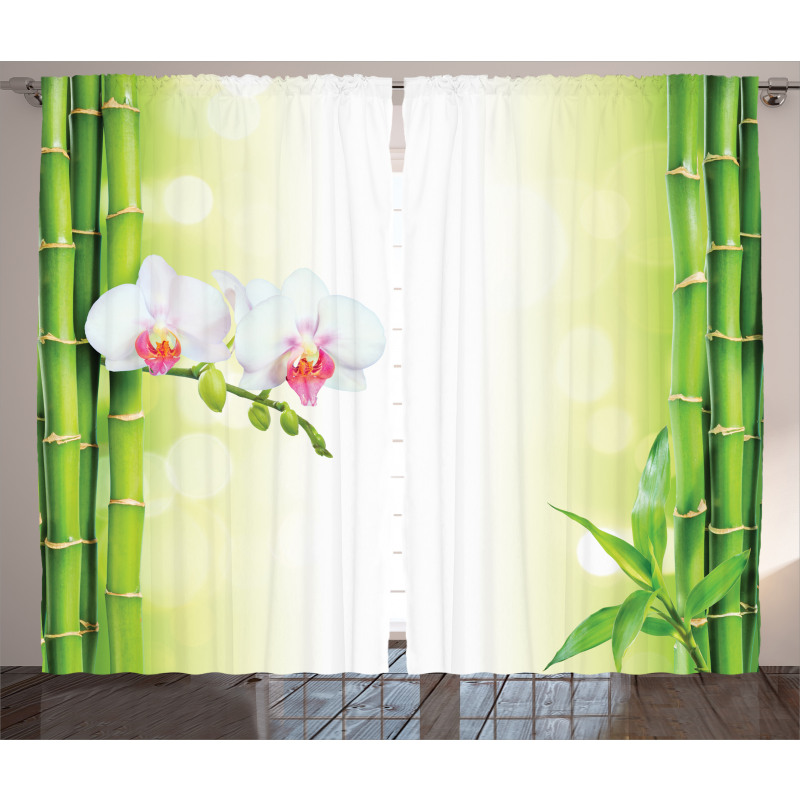 Orchids Bamboo Branches Curtain