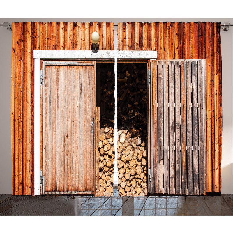 Barn with Firewood Rural Curtain