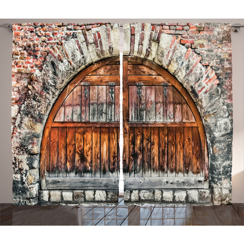 Brick Stone Oval Gate Curtain