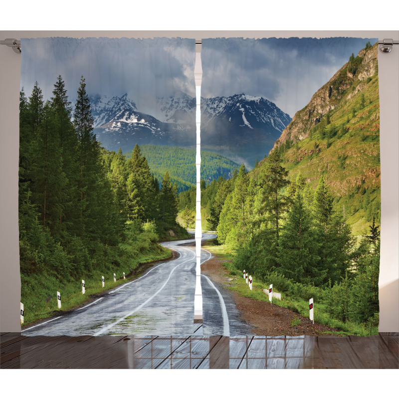 Mountain Landscape Road Curtain