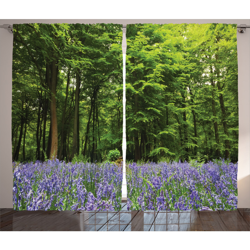 Bluebell Flowers Forest Curtain