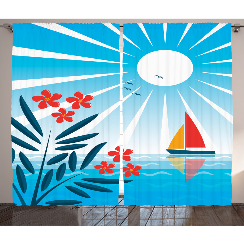 Oleanders and Sailboat Curtain