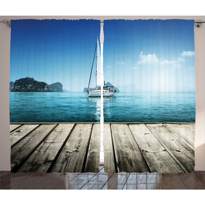 Yacht and Wooden Deck Curtain