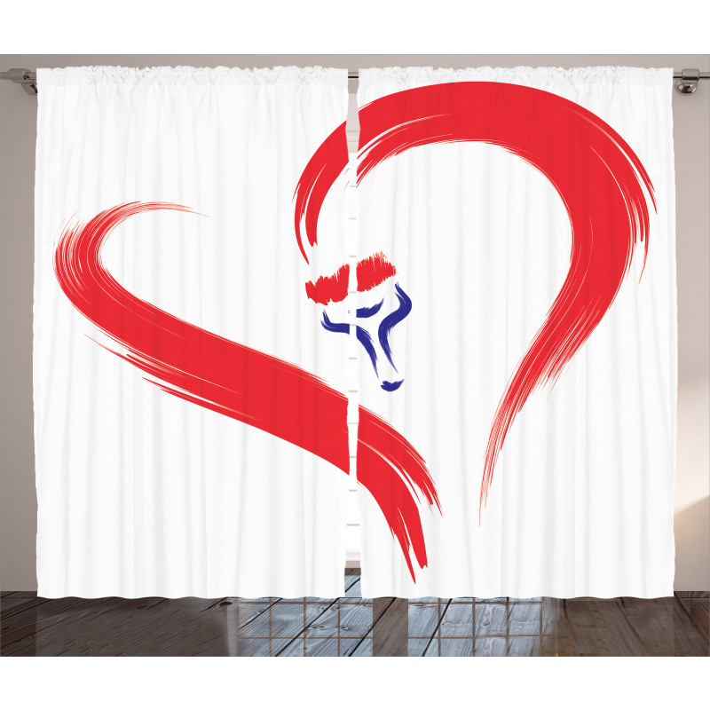 Brush Drawing Heart Sign Curtain