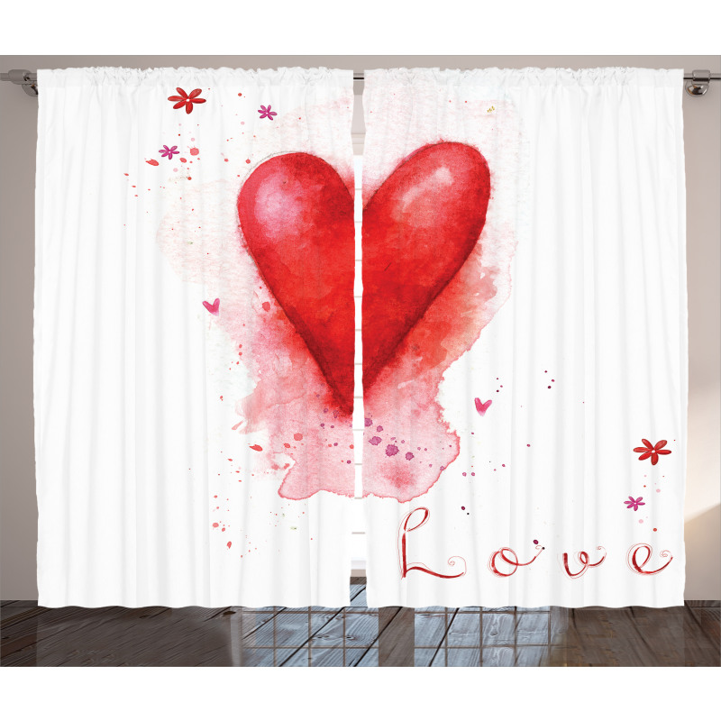 Watercolor Effect Heart Curtain