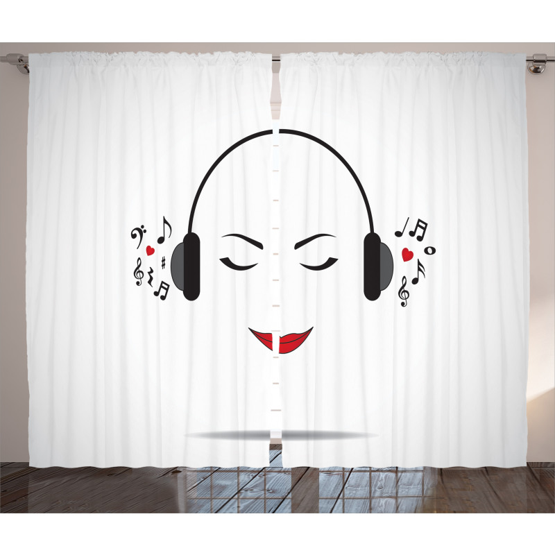 Lady Listening to Music Curtain