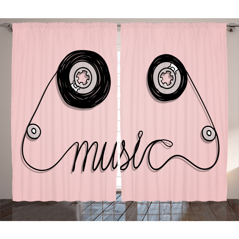 Music Cassette Tape Art Curtain