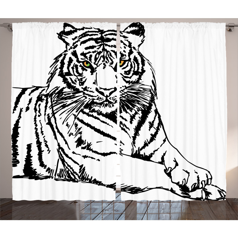 Sketch of Tiger African Curtain