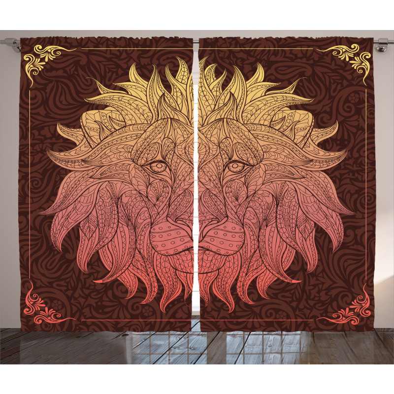 Lion Floral Ornate Art Curtain