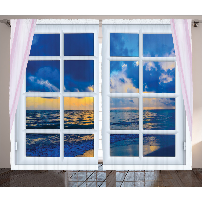 Sunset Sea Scenery Curtain