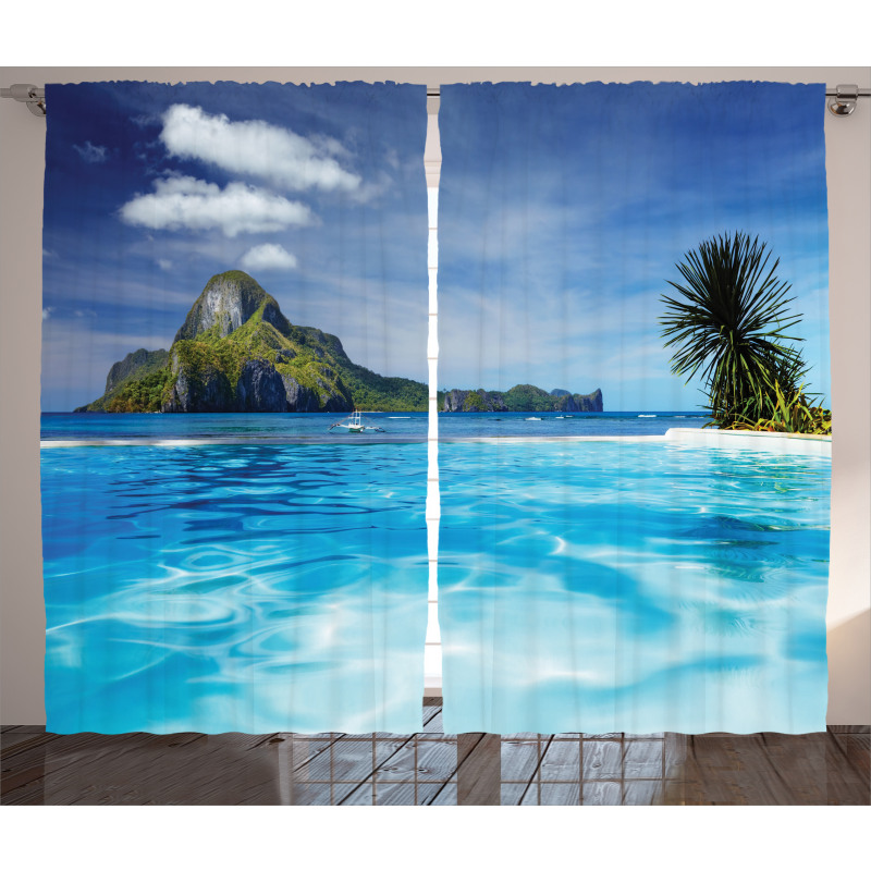 Ocean Mountain Palms Curtain