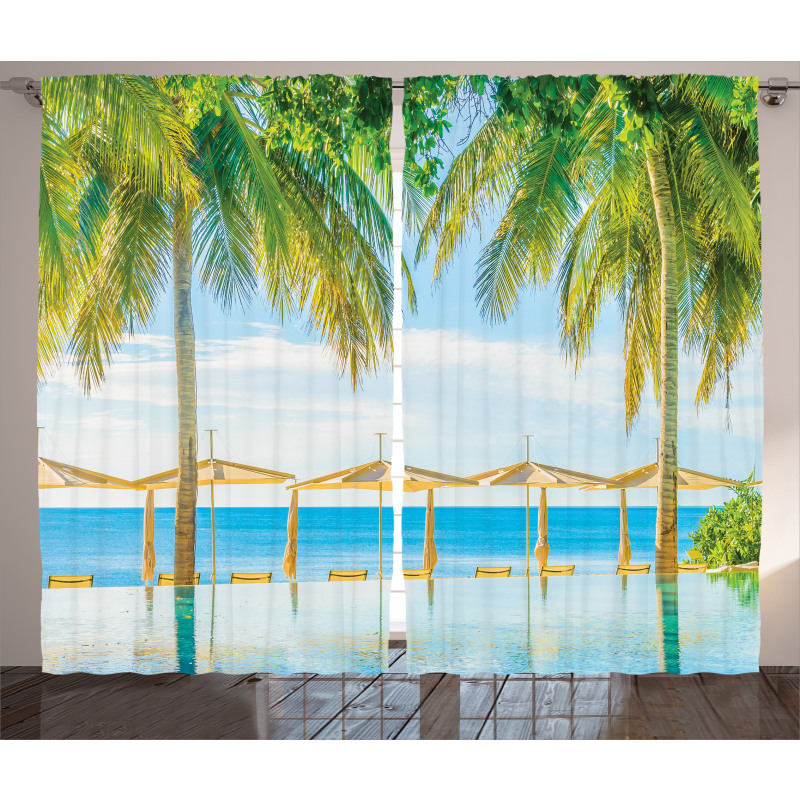 Pool Resort Summer Curtain