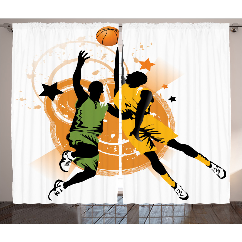 Basketball Players Art Curtain
