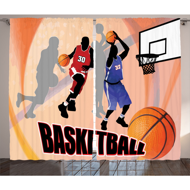 Vintage Basketball Art Curtain