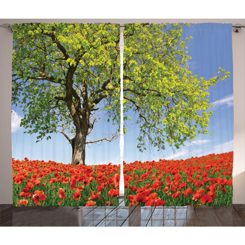 Spring Scenery Flowers Curtain